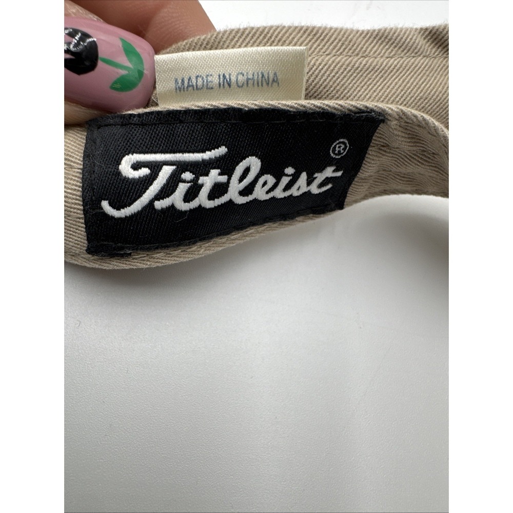 Vintage Titleist Visor Logo Adjustable Strapback Khaki Tan White Black Spell Out - Picture 6 of 9